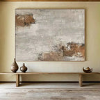 “Cracked Gray - Brown Wall” - Earthy Tones “Timeworn Wall” Painting On Canvas PT1626