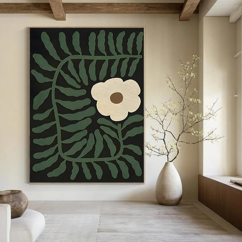 “Green - Black Floral Abstract” - Nature - Inspired Abstract Painting On Canvas PT1115