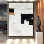 “Black - Green - Orange Abstract Minimalist Forms” - Subtle Abstract Painting On Canvas PS0327