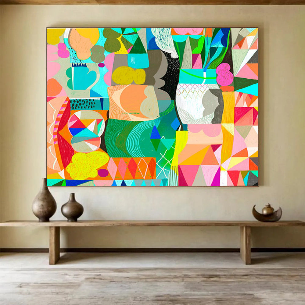 Colorful Geometric Abstract Painting On Canvas DKS065