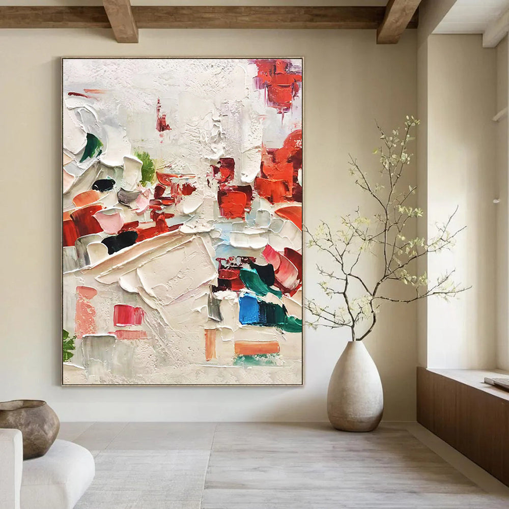 “Thick Paint Abstract Composition” - Impasto Abstract Painting On Canvas PT1044