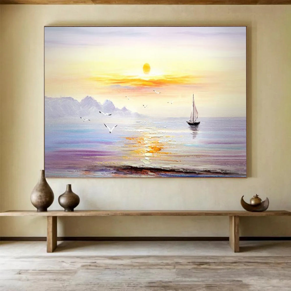 “Sunset Sail” - Coastal Landscape Painting On Canvas PT181