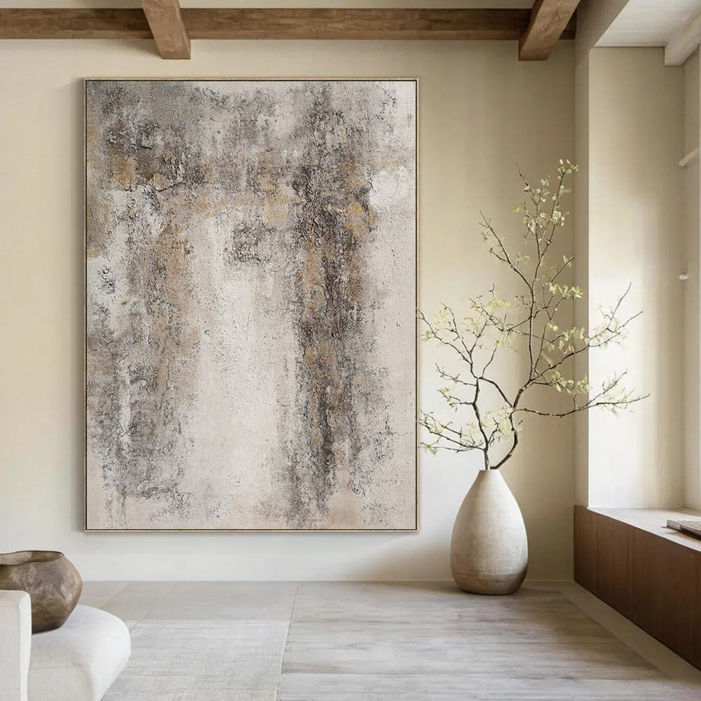 “Grey and Brown Textured Abstract” - Industrial - Inspired Painting On Canvas DS346