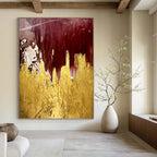 “Burgundy - Gold Abstract” - Abstract Expressionist Painting On Canvas PT1336