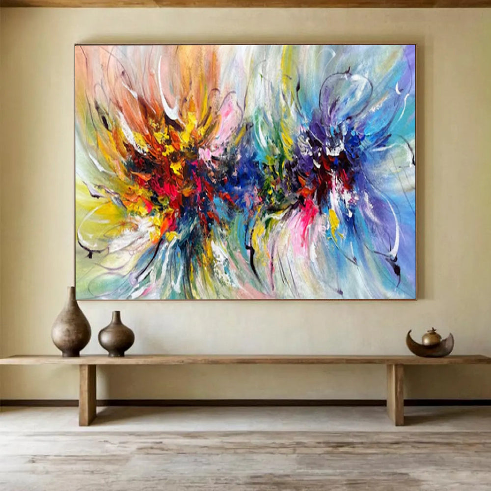 “Colorful Swirling Florals” - Abstract Expressionist - Painting On Canvas PT1776