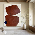 Brown, White and Blue with Asymmetric Forms "Asymmetric Allure" Abstract Painting On Canvas PS1115