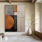 Geometric Shapes in Earthy Hues "Earthy Geometry" Abstract Painting On Canvas PS1206