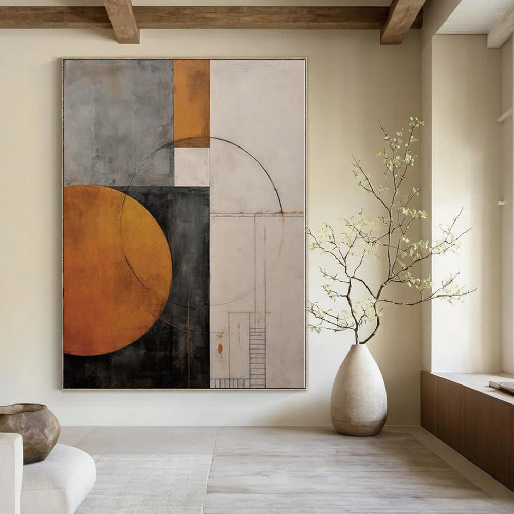 Geometric Shapes in Earthy Hues "Earthy Geometry" Abstract Painting On Canvas PS1206
