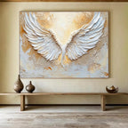 “Sculpted White Wings” - 3D Abstract Painting On Canvas DKS455