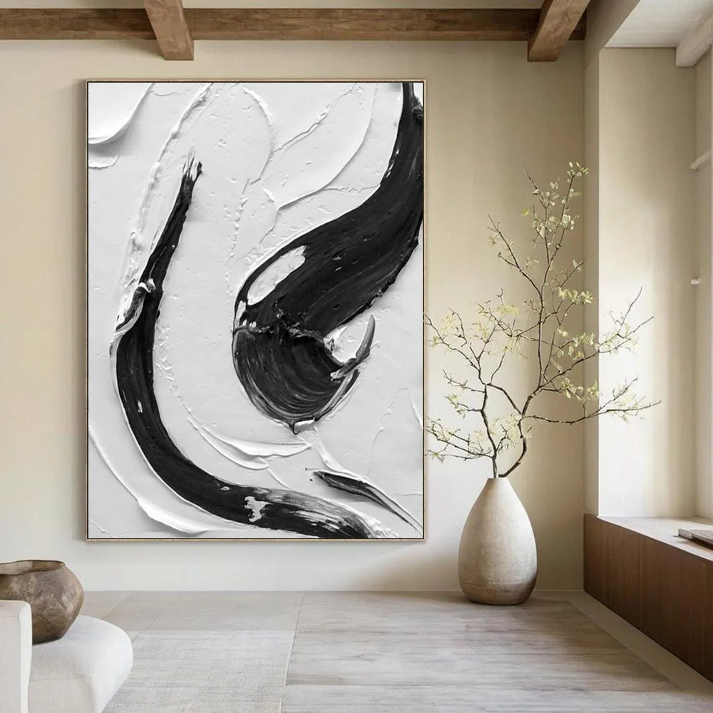 “Intricate Black and White Swirls” - Detailed Abstract Painting On Canvas DS377