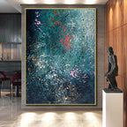 “Teal - Toned Textured Abstract” - Abstract Impasto Painting On Canvas PS0002