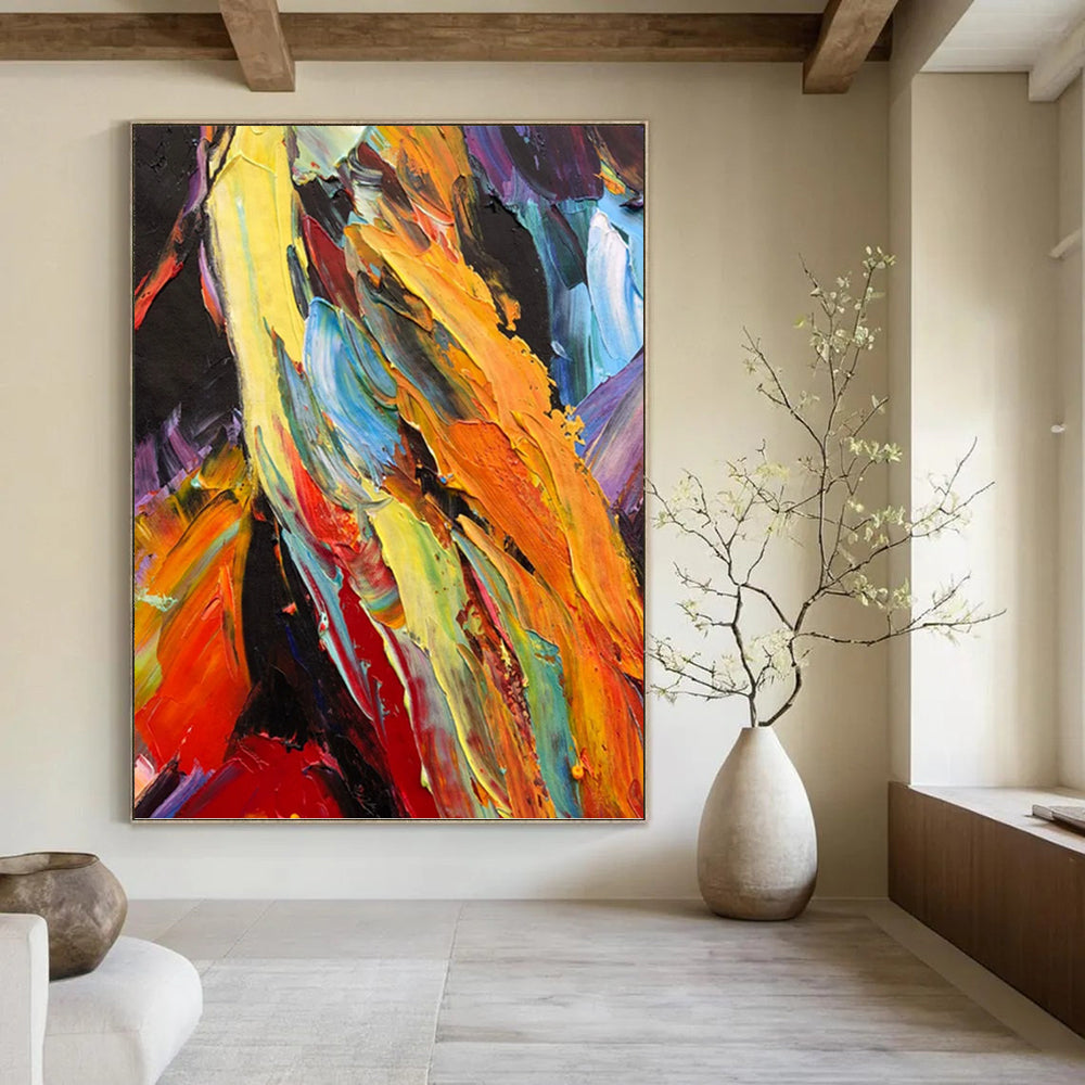 “Colorful Textured Abstract” - Palette - Knife Abstract Painting On Canvas PT1262