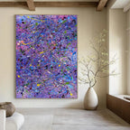 Purple, Colorful Dripping Lines "Purple Pandemonium" Abstract Painting On Canvas PS1321