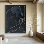 “Black - White Line Abstract” - Raw Abstract Painting On Canvas PS0161