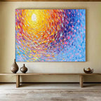 “Colorful Swirling Sun” - Impressionistic Oil Painting On Canvas DKS881
