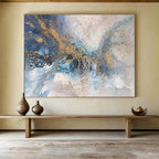 “Blue and Gold Abstract Splash” - Abstract Acrylic Painting On Canvas DKS893