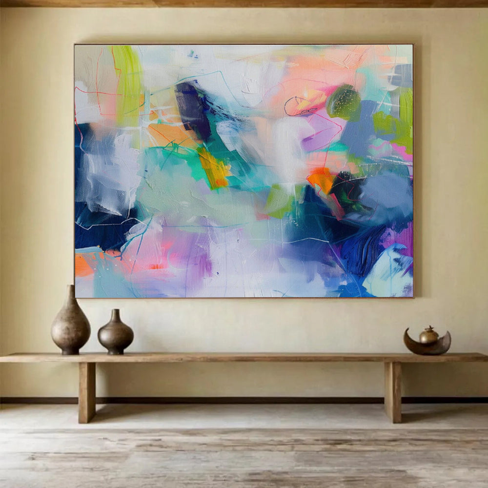 “Vibrant Color Collision” - Energetic Abstract Painting On Canvas DKS497