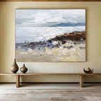 “Textured Coastal Scene” - Textured Landscape Painting, Fits Beach House & Art - Loving Café DKS634