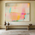 Pastel Color Block Abstract Painting On Canvas DKS029