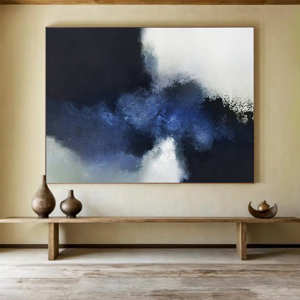 “Blue - White Abstract Clouds” - Monochromatic “Ethereal Skies” Painting On Canvas PT1661