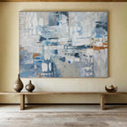 “Cool Abstract Impasto Cityscape” - Textured Urban Painting On Canvas PT018