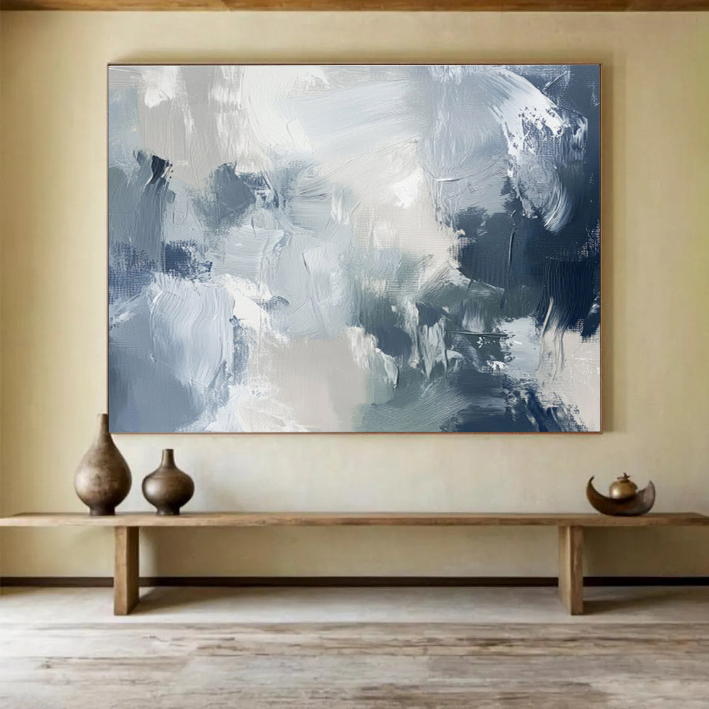 “Blue - Grey Abstract Clouds” Abstract Painting On Canvas DKS237