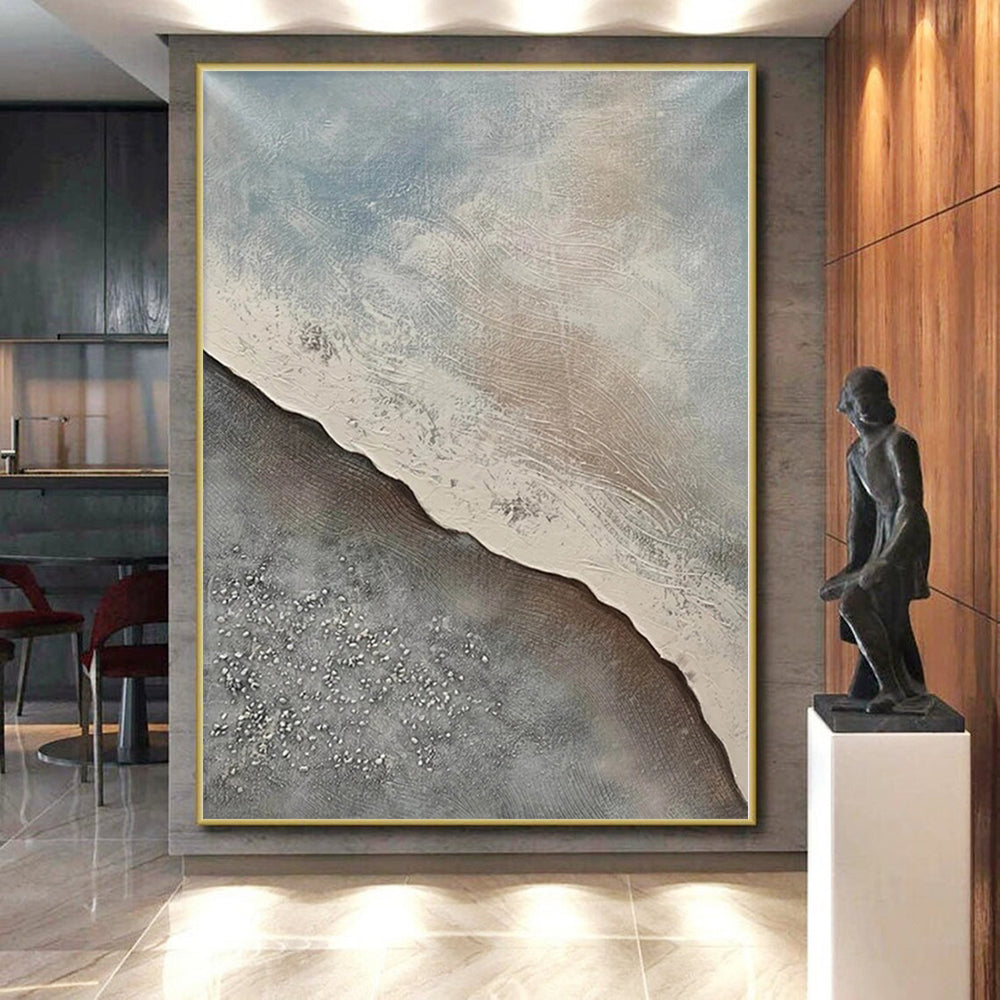 “Textured Coastal Abstract Landscape” - Minimalist Landscape Painting On Canvas PS0323