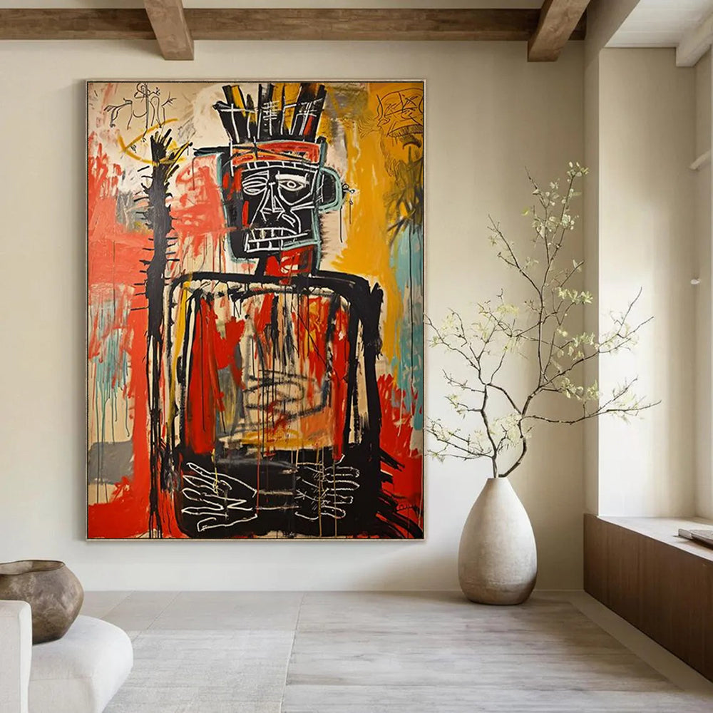 Ancient Warrior: Basquiat - Style Figure Painting On Canvas DS108