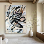 Black, Gray, White with Dynamic Brushstrokes "Dynamic Strokes" Abstract Painting On Canvas PS1325