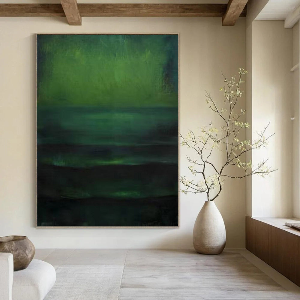 “Gradient Green Abstract Scene” - Minimalist Abstract Painting On Canvas PT1189