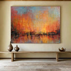 “Fiery Sunset Abstract” - Impressionistic Landscape Painting On Canvas DKS386