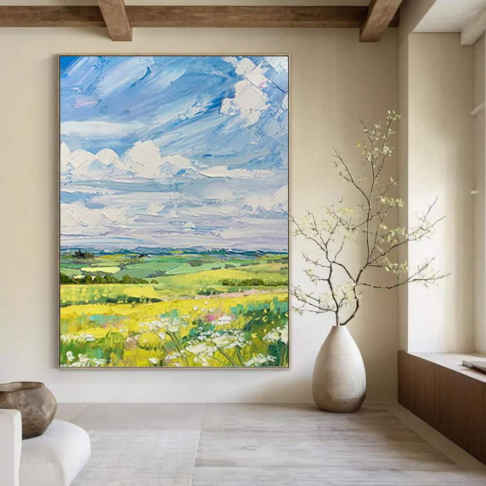“Vibrant Countryside View” - Impressionistic Landscape Painting On Canvas PT1050