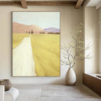 “Serene Yellow Landscape with Path” - Impressionist - Inspired Landscape Painting On Canvas PT1415
