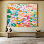 Bright Colorful Playful Abstract Painting On Canvas DKS027