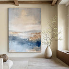 Beige, Blue, Brown with Abstract Horizons "Abstract Horizons" Abstract Painting On Canvas PS1340
