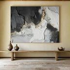 “Black - Gray - Gold Textured Abstract” - Luxe Abstract Painting On Canvas PT1580