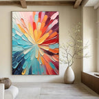 “Color - Wheel Flower” - Textured Abstract Painting On Canvas DS288