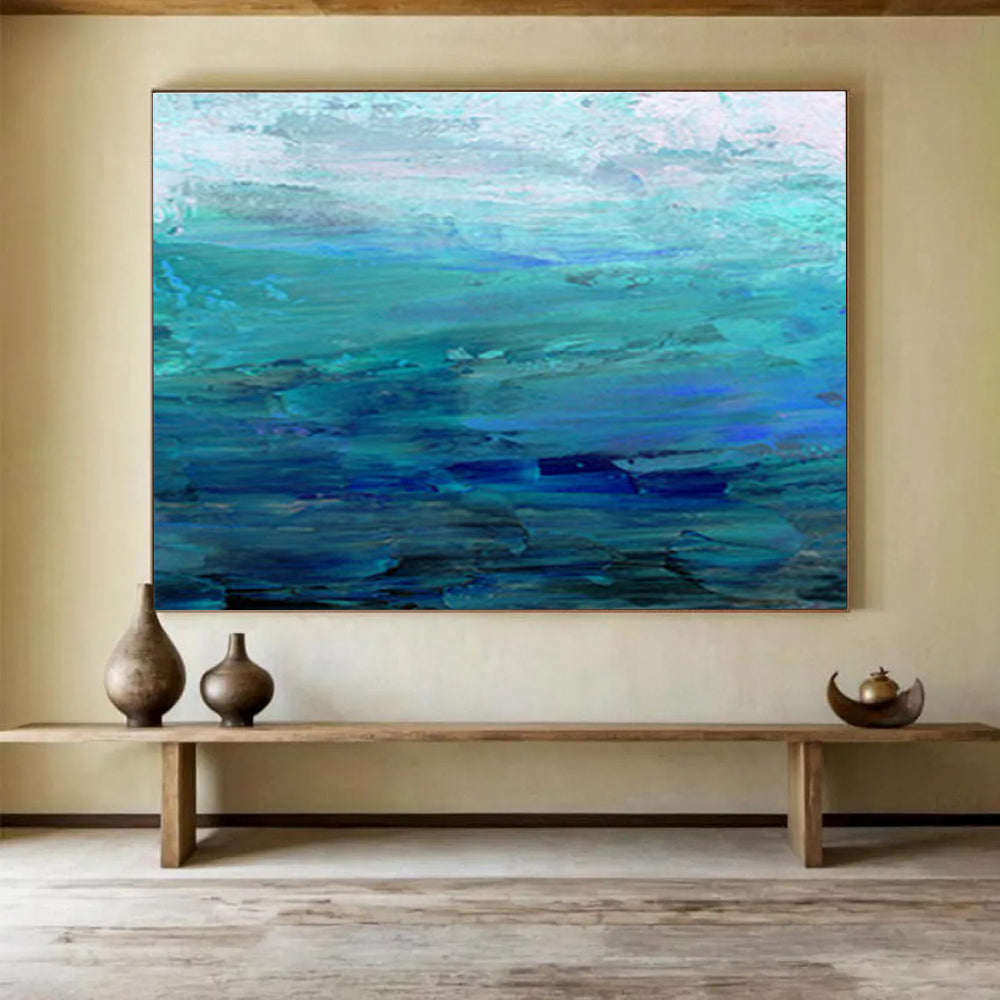 “Blue Ocean Abstract” - Calming Seascape Painting On Canvas DKS392