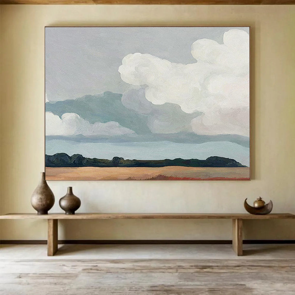 “Pastel Sky and Field” - Minimalist Oil Painting On Canvas DKS793