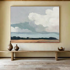 “Pastel Sky and Field” - Minimalist Oil Painting On Canvas DKS793