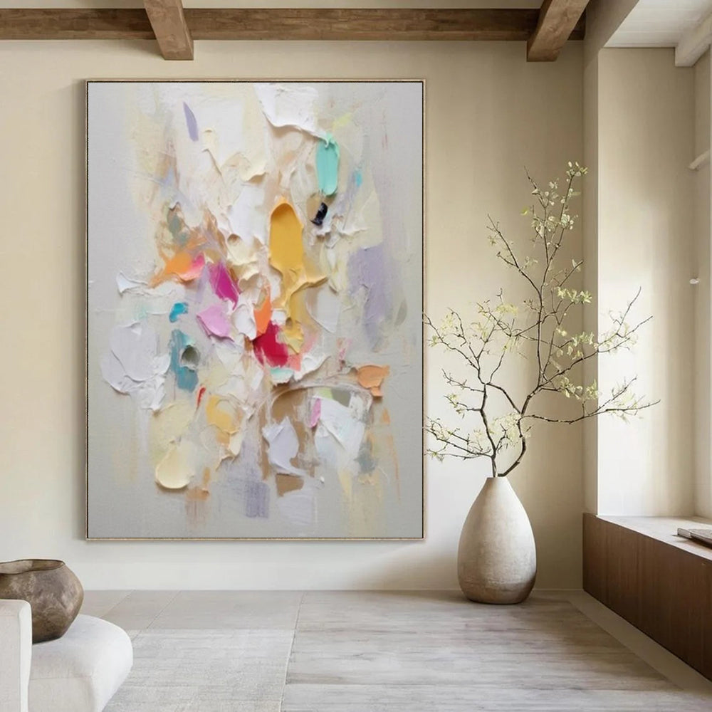 “Colorful Textured Blooms: Impasto Floral Art” - Lively Botanical Painting On Canvas PT0973