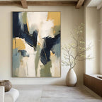 “Geometric Harmony” - Bold Shapes & Cool Hues Painting On Canvas DS123