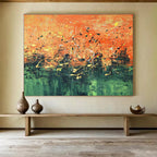 Vibrant Splatter Landscape - Expressive Abstract Painting On Canvas DKS345