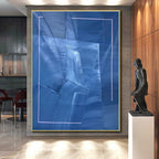 “Blue - Lilac Geometric Layers” - Blue, Lilac Abstract Painting On Canvas PS0458