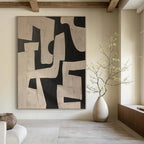 “Black - White Geometric Abstract” - Modern Abstract Painting On Canvas PS0122