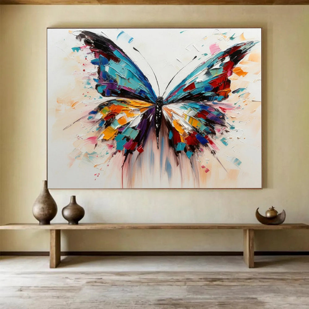 “Colorful Butterfly Wings” - Impasto Insect Painting On Canvas PT054