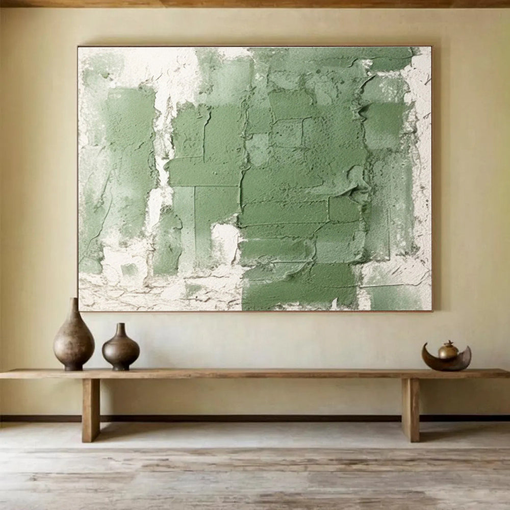 “Green - Grey Textured Wall” Abstract Painting On Canvas DKS274