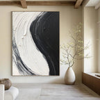 “Black and White Swirl” - Dynamic Abstract Painting On Canvas DS376