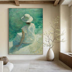 Seaside Lady in White Textured Painting On Canvas DS088