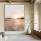 “Pink - Beige Sunset” - Impressionistic Landscape Painting On Canvas PT2314